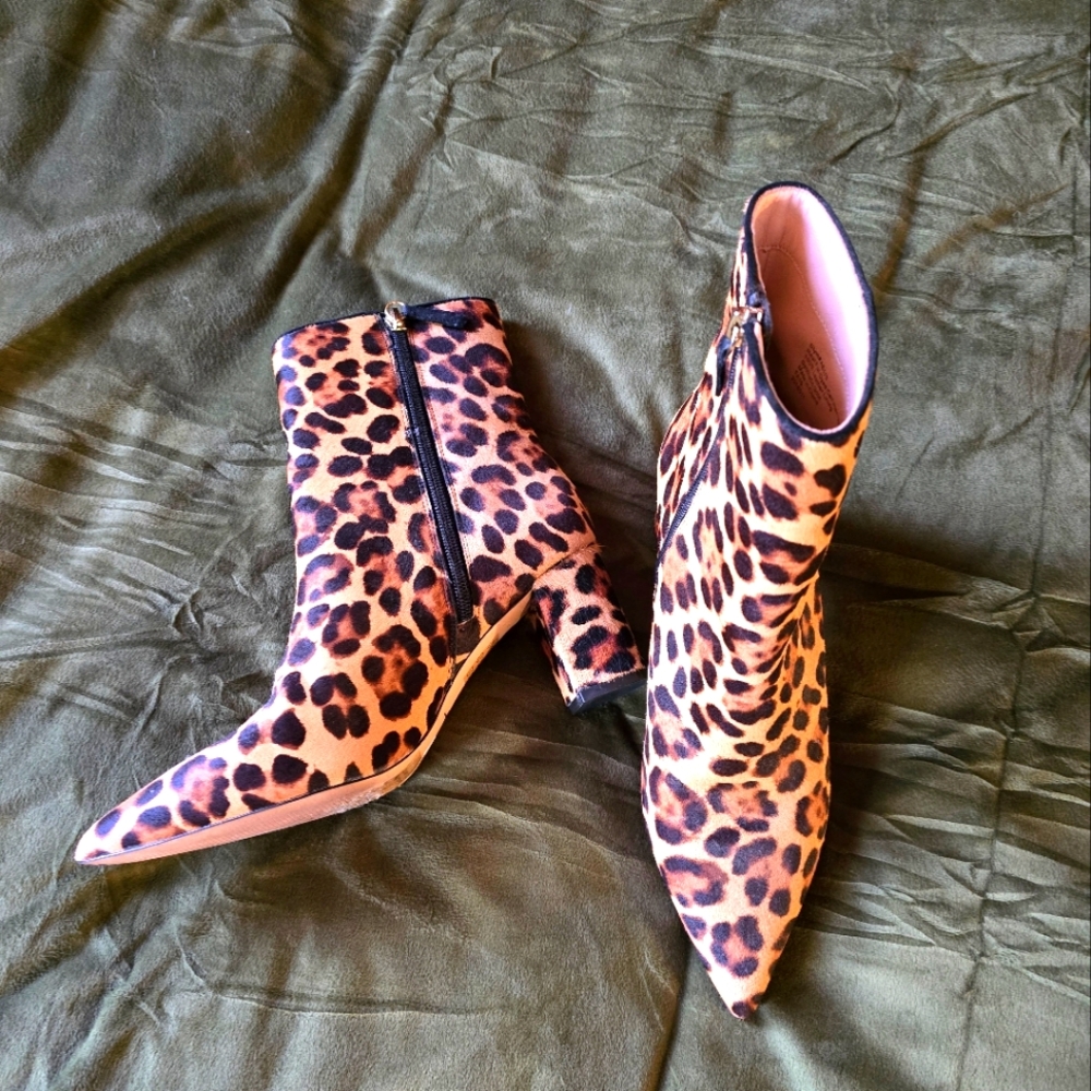 J Crew Sadie Leopard Ankle Boots
